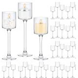 $210 Yaomiao 36 Pcs Tall Glass Candle Holder Floating Candles for Centerpieces Clear Tall Tea Light Candleholders for Wedding Party Dining Bathroom Table Pillar Settings, 3 Sizes 7.87"& 9"& 10.2" H