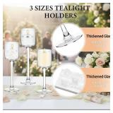 $210 Yaomiao 36 Pcs Tall Glass Candle Holder Floating Candles for Centerpieces Clear Tall Tea Light Candleholders for Wedding Party Dining Bathroom Table Pillar Settings, 3 Sizes 7.87"& 9"& 10.2" H