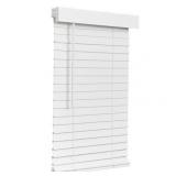 30.5" X 60" Lotus & Windoware Cordless Faux Wood Blind, Smooth, Bright White, Privacy Slats, Blinds for Indoor Windows, 30.5" X 60"