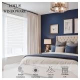 30.5" X 60" Lotus & Windoware Cordless Faux Wood Blind, Smooth, Bright White, Privacy Slats, Blinds for Indoor Windows, 30.5" X 60"