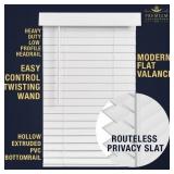 30.5" X 60" Lotus & Windoware Cordless Faux Wood Blind, Smooth, Bright White, Privacy Slats, Blinds for Indoor Windows, 30.5" X 60"