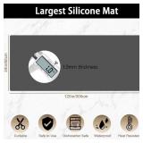 Super Large Silicone Mat, 120"x24" Silicone Mats for Kitchen Counter, Non-Slip Heat Resistant Mat,Thicken Kitchen Counter Mat, Waterproof Countertop Protector for Craft (Light Grey)