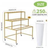 $150 Flower Cart Display Stand, 3 Layers Metal Flower Bar Stand with 360  Swivel Wheels and Brake, Flower Display stand with Iron Buckets, Durable than Plastic Buckets, Flower Holder for Florist or We