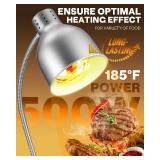 $130 Food Heat Lamp: Rapid-Heating Bulbs Included Steady Heating Commercial Food Warmer Lamp, Electric Heat Lamp for Food Catering Food Warming Lamp for Buffet Parties (Painted Silver, 32" (2-Head))