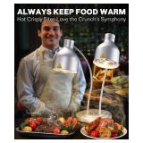 $130 Food Heat Lamp: Rapid-Heating Bulbs Included Steady Heating Commercial Food Warmer Lamp, Electric Heat Lamp for Food Catering Food Warming Lamp for Buffet Parties (Painted Silver, 32" (2-Head))