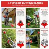 Electric Weed Wacker Cordless,24v Battery Powered Weed Eater with Blade & 2 4.0 Ah Batteries & Charger, 3 in 1 Women Lightweight Grass Trimmer  Brush Cutters for Gardens, Yards, and Patios