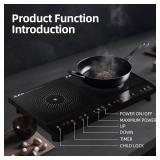 Double Induction Cooktop,Portable Induction Cooker with 2 Burner Independent Control,Ultrathin Body,10 Temperature,1800W-Multiple Power Levels,3 Hour Timer,Safety Lock