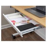 Stand Up Desk Store Add-On Office Sliding Under-Desk Drawer Storage Organizer for Standing Desks | Requires 14" of Front to Back Clearance Beneath Desks and Tables (White)