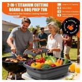 Collapsible BBQ Prep Tubs with Titanium Cutting Board, Large-Capacity 5.3Gal/20L Barbecue Utensils, with Locking Lid, Strong Sealing and Leak-Proof Design. Suitable for Kitchen and Outdoor.