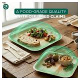 ECO SOUL Palm Leaf Like Bamboo Plates, 7 & 10 Inch Square, 50 Pack Bulk Disposable Dinnerware Combo, Compostable Biodegradable Natural Wooden Tableware, Party Pack for Catering, Wedding, Events