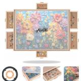 ALL4JIG 2000 Pieces Rotating Puzzle Board with 6 Drawers and Cover,28.50"x40.16"Portable Wooden Jigsaw Puzzle Table for Adults,Lazy Susan Spinning Puzzle Boards Gift for mom,Surface for Lego Building