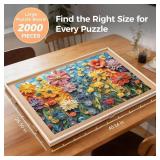 ALL4JIG 2000 Pieces Rotating Puzzle Board with 6 Drawers and Cover,28.50"x40.16"Portable Wooden Jigsaw Puzzle Table for Adults,Lazy Susan Spinning Puzzle Boards Gift for mom,Surface for Lego Building