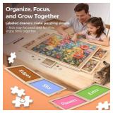 ALL4JIG 2000 Pieces Rotating Puzzle Board with 6 Drawers and Cover,28.50"x40.16"Portable Wooden Jigsaw Puzzle Table for Adults,Lazy Susan Spinning Puzzle Boards Gift for mom,Surface for Lego Building