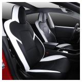 $230 Suitable for Tesla Model 3 Seat Covers, Waterproof Faux Leather Car Seat Covers Full Set forTesla Model 3 2023 2022 2021 2020 2019 2018 2017 (Black+ White)