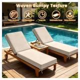 $133 Sundale Outdoor Olefin Chaise Lounge Cushion, Water-Resistant Patio Lounge Chair Cushion, Thick Lounger Pad with 4 Straps Beige, 72 x 21 x 4 Inches