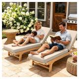 $133 Sundale Outdoor Olefin Chaise Lounge Cushion, Water-Resistant Patio Lounge Chair Cushion, Thick Lounger Pad with 4 Straps Beige, 72 x 21 x 4 Inches