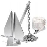 Leero Heavy Duty Boat Anchor Kit with Anchor Chain, Shackle and Anchor Rope, 5/8/10/13/18 lb Danforth Anchor,Boat Anchor for Pontoons, Dinghies, Fishing Boats, Bass Boats, Sport Boats, Sport Yachts