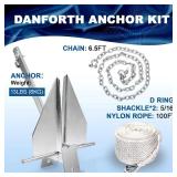 Leero Heavy Duty Boat Anchor Kit with Anchor Chain, Shackle and Anchor Rope, 5/8/10/13/18 lb Danforth Anchor,Boat Anchor for Pontoons, Dinghies, Fishing Boats, Bass Boats, Sport Boats, Sport Yachts