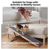 $130 Veehoo Folding Dog Ramp for Bed Couch, 65" Long Stairs for Dogs to Get on High Bed with Platform and 5 Adjustable Height 20" to 31 , Wooden Senior Dog Ramp Steps for Small to Large Dogs, up to 22