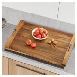 $121 30 x 22 Inch Acacia Wood Noodle Board - Stove Top Cover with Handles, Electric & Gas Stove Compatible, Counter & RV Use, Decorative Tray