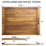 $121 30 x 22 Inch Acacia Wood Noodle Board - Stove Top Cover with Handles, Electric & Gas Stove Compatible, Counter & RV Use, Decorative Tray
