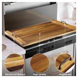 $121 30 x 22 Inch Acacia Wood Noodle Board - Stove Top Cover with Handles, Electric & Gas Stove Compatible, Counter & RV Use, Decorative Tray