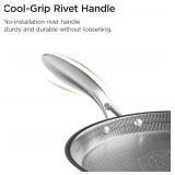 COOKER KING 11" Round Griddle Pan, 3-Ply Hybrid Stainless Steel Crepe Pan with Stay-Cool Handle, Non Stick & Non Toxic for Pancake, Eggs, All Stovetop & Induction Compatible, Oven & Dishwasher Safe