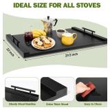 Noodle Board Stove Cover with Handles, Ultra Thick Wood Stove Top Cover Board for Electric/Gas Stove, Counter Space Top Covers Used As Sink Covers & Decorative Tray for Kitchen (Black)