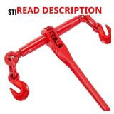 VEVOR 9215LBS 3/8"   1/2" Ratchet Binders 9,215 LBS Secure Working Load, G70 Hooks and Adjustable Length, for Grade 70-80 Chains, Tie Down, Hauling, Towing, 2-Pack, Red