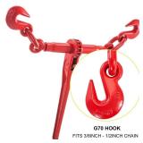 VEVOR 9215LBS 3/8"   1/2" Ratchet Binders 9,215 LBS Secure Working Load, G70 Hooks and Adjustable Length, for Grade 70-80 Chains, Tie Down, Hauling, Towing, 2-Pack, Red