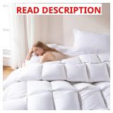 DOWNCOOL Feather Comforter King Size, 100% Cotton Cover Ultra Soft Fluffy Duvet Insert King, All Season Luxurious Hotel Bedding Comforters with Corner Tabs, White 106"x90"