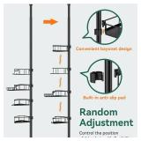 Corner Shower Caddy Tension Pole, 4 Tier Rustproof Shower Tension Rod Organizer, Adjustable 25-125 Inch Bathroom Shower Organizer Shelves for Bathtub Shampoo Storage, Black