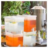 Domensi 6 Pack 2 Gallon Drink Dispenser for Fridge with Spigot Water Dispenser Leak Proof Lids Filter Screen Beverage Juice Container Sealed Plastic Lemonade Milk Cold Hot Drink Tea Jug for Party