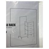3 TIER!!! Dresser with Hanging Rack, White Fabric Dresser for Bedroom, Closet Organizer with Clothes Rack, Shoe Rack & Hooks, Tall Storage Tower for Small Spaces, Apartment, Dorm, Entryway
