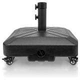 Patio Umbrella Base Heavy Duty with Wheels Square Market Stand for Outdoor 4 Locks 2 Knobs 125lb Capacity, Black