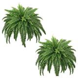 FOREST PRINCE 45" Fake Ferns, Realistic Large Artificial Bush Plants, 2 Artificial Boston Ferns with 59 Fronds for Outdoors Planter Indoor Home Garden Porch Decor