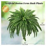 FOREST PRINCE 45" Fake Ferns, Realistic Large Artificial Bush Plants, 2 Artificial Boston Ferns with 59 Fronds for Outdoors Planter Indoor Home Garden Porch Decor