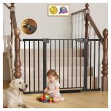 Cumbor 29.7 51.5" Extra Wide Baby Gate for Stairs, Pressure-Mounted Dog Gates for Doorways & Hallways, Auto-Close Walk-Through, No-Trip Design, Child Proof Safety, Dog/Pet Gate for Indoor Use, Black