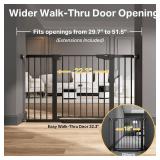 Cumbor 29.7 51.5" Extra Wide Baby Gate for Stairs, Pressure-Mounted Dog Gates for Doorways & Hallways, Auto-Close Walk-Through, No-Trip Design, Child Proof Safety, Dog/Pet Gate for Indoor Use, Black