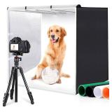 PULUZ 32"x32" Light Box Photography, Large Photo Light Box with 3 Stepless Dimming Light Panel, 234 LED Beads, Professional Photo Booth Shooting Tent Kit with 4 Color Backdrops for Product Photography