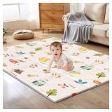 XVISHX Baby Play Mat, 50 x 50 Inch Play Mat Perfect for Use Baby Playpen, Foldable Baby Foam Playmat for Floor, Portable Waterproof Activity PlayMats for Babies, Infants and Toddlers