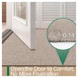 LUMI Ultra Thin Indoor Door Mat for Entrance 48"x72", Non Slip Entryway Mat, Low Profile Doormat, Unique Herringbone Design Carpet for Inside, Patio, Porch, Deep Beige