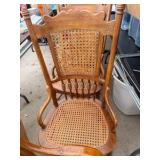 4 Wicker Type Wood Antique Chairs - One broken