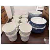 Corelle Blue Floral Dinnerware Set – Cups, Saucers, Bowls & Plates