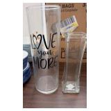 Lot of 2 Flower Vases - “love you more” on the front