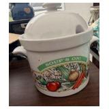 Large Ceramic Soup Tureen w/ Lid – “Soup’s On!” Vegetable Design