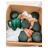 Vintage Green Glass Mug & Drinkware Set – Made in USA