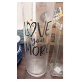 Lot of 2 Flower Vases - “love you more” on the front