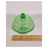 Vintage Green Depression Glass Butter Dish with Lid