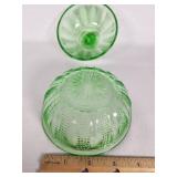 Vintage Green Depression Glass Butter Dish with Lid